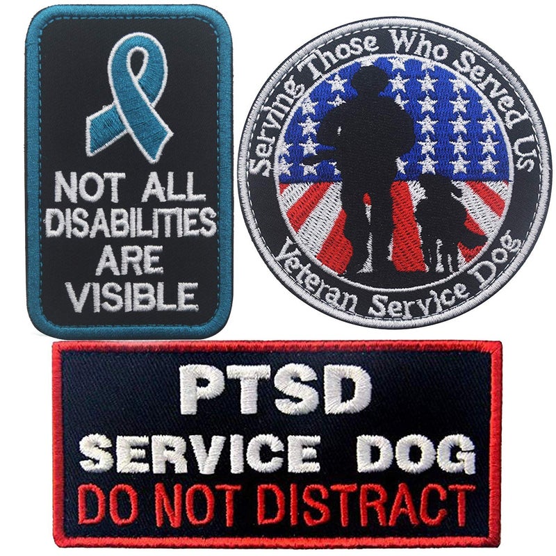 ODSP Veterans Service Dog Serving Those Who Served Us, Not All Disabilities are Visible, PTSD Service Dog Do Not Distract,Vest/Harnesses Tactical Morale Emblem Embroidered Fastener Hook Loop Patch - Image 1